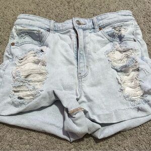 American Eagle Outfitters Light Blue Distressed Jean Shorts